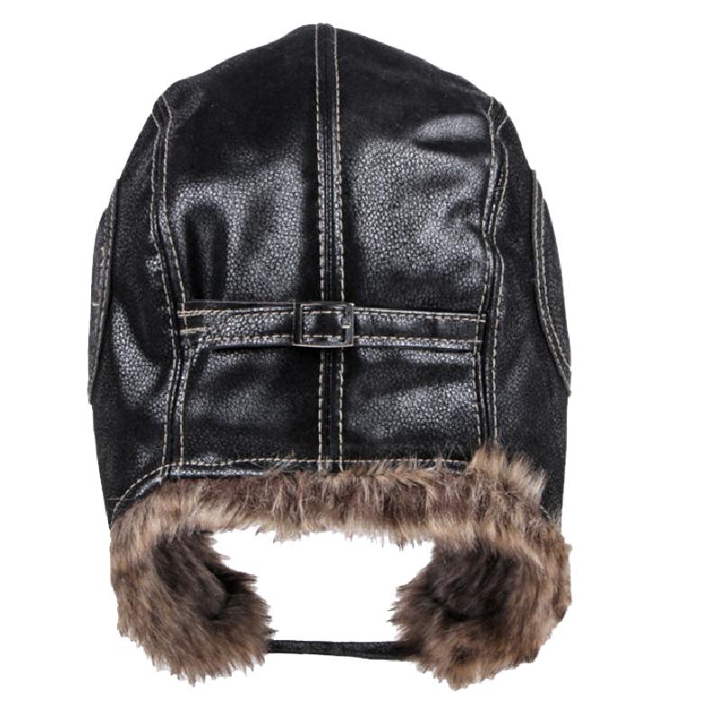 Gorro clásico retro de piel sintética con orejeras cálidas para hombre, para invierno, 82207831K