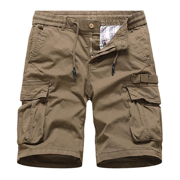 Men's Solid Color Multi-pocket Elastic Waist Cargo Shorts 29870631Z