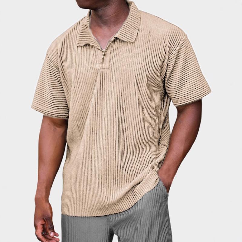 Men's Solid Color Striped Short-sleeved POLO Shirt 71559657X