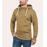 Men's Casual Solid Color Button Hooded Sweatshirt 42620421Y