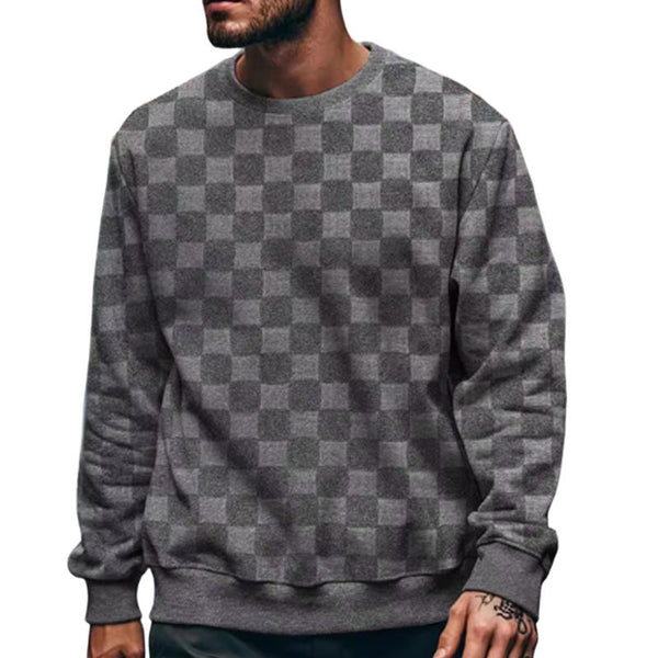 Men's Solid Color Loose Checkerboard Sweatshirt 59870324X