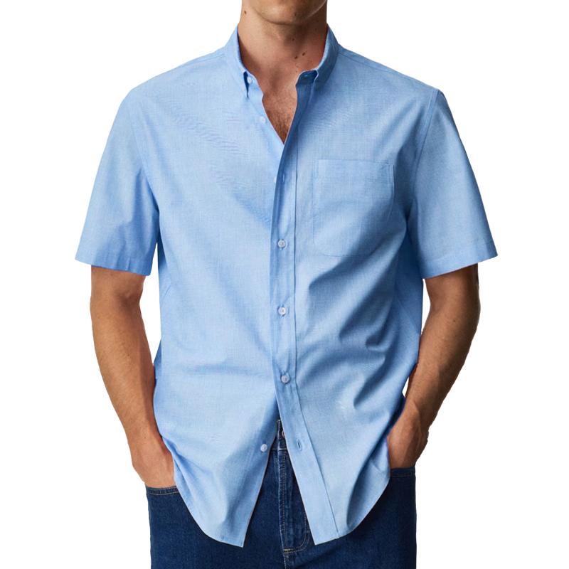 Men's Hawaiian Solid Short Sleeve Shirt 63847198X
