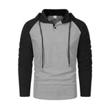 Men's Casual Colorblock Waffle Raglan Sleeve Hooded Long Sleeve T-Shirt 66075787Y