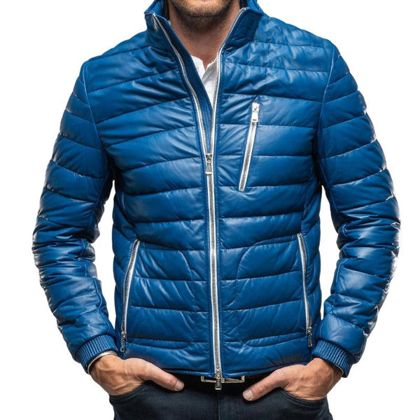 Men's Solid Color Quilted Cotton Warm Zipper Jacket 32249907Y