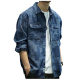 Men's Casual Lapel Long Sleeve Denim Shirt 04453953F