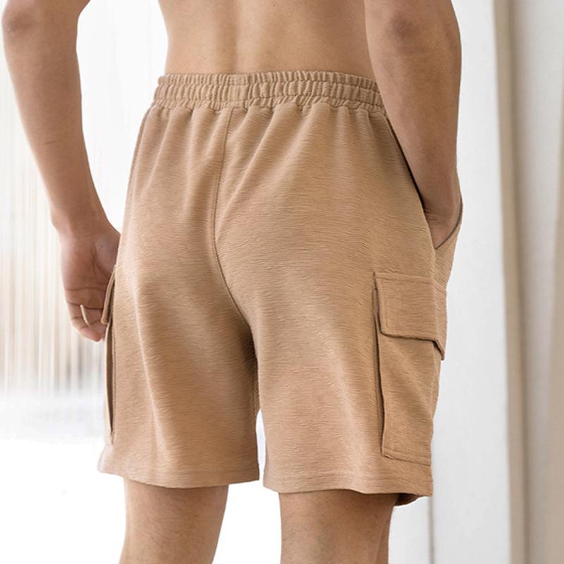 Men's Solid Loose Elastic Waist Sports Fitness Shorts 40672319Z