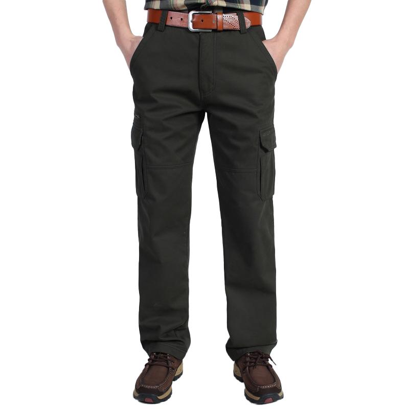 Men's Solid Plush Multi-pocket Cargo Pants 71272105Z