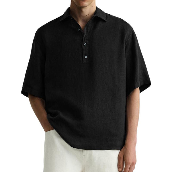 Men's Hawaiian Lapel Solid Color Short Sleeve Shirt 24452244X