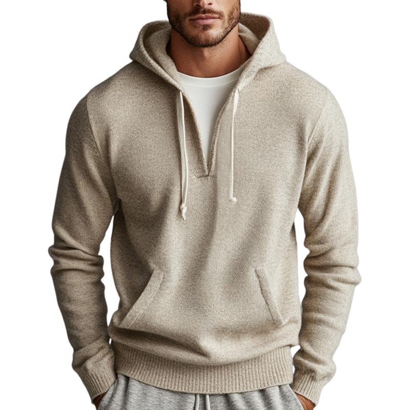 Men's Casual Beige Knitted Hoodie 81185141U