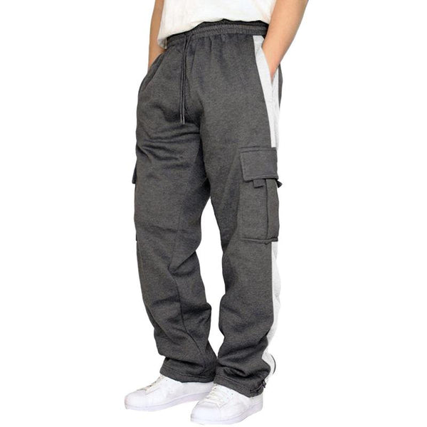 Men's Colorblock Straight Multi-pocket Elastic Waist Casual Sports Pants 42431407Z