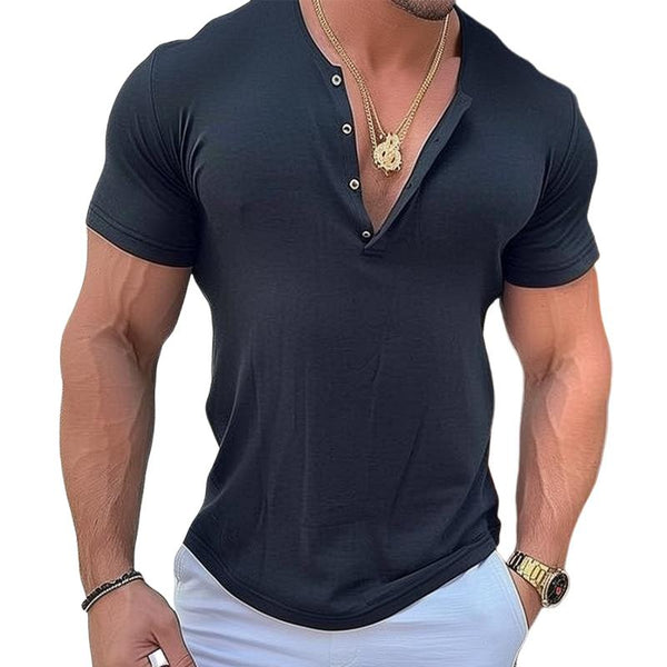 Men's Casual Slim Fit Solid Color Short-sleeved T-shirt 06246225TO