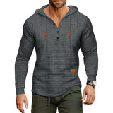 Men's Casual Checkered Jacquard Loose Long Sleeve Hoodie 74768113M