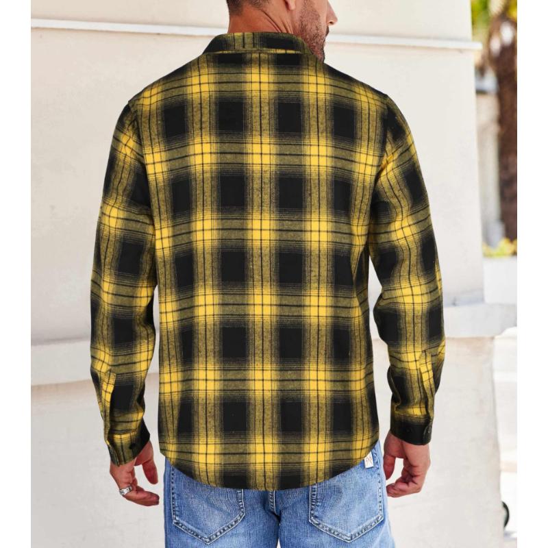 Men's Casual Plaid Long Sleeve Shirt 98313404Y