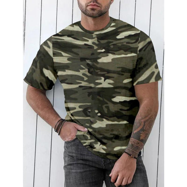 Men's Camouflage Printed Crew Neck Short Sleeve T-Shirt 99261239Y