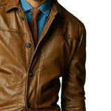 Men's Classic Vintage Lapel Leather Jacket 27396833F