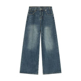 Men's Vintage Washed Distressed Loose Wide Leg Jeans (Belt Excluded) 78749916M