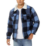 Men's Long Sleeve Lapel Flannel Plaid Jacket 56216069F