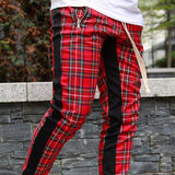 Men's Fashion Checked Mid Waist Casual Pants 11076277Z