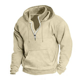 Men's Casual Zipper Stand Collar Loose Long Sleeve Hoodie 53913566M