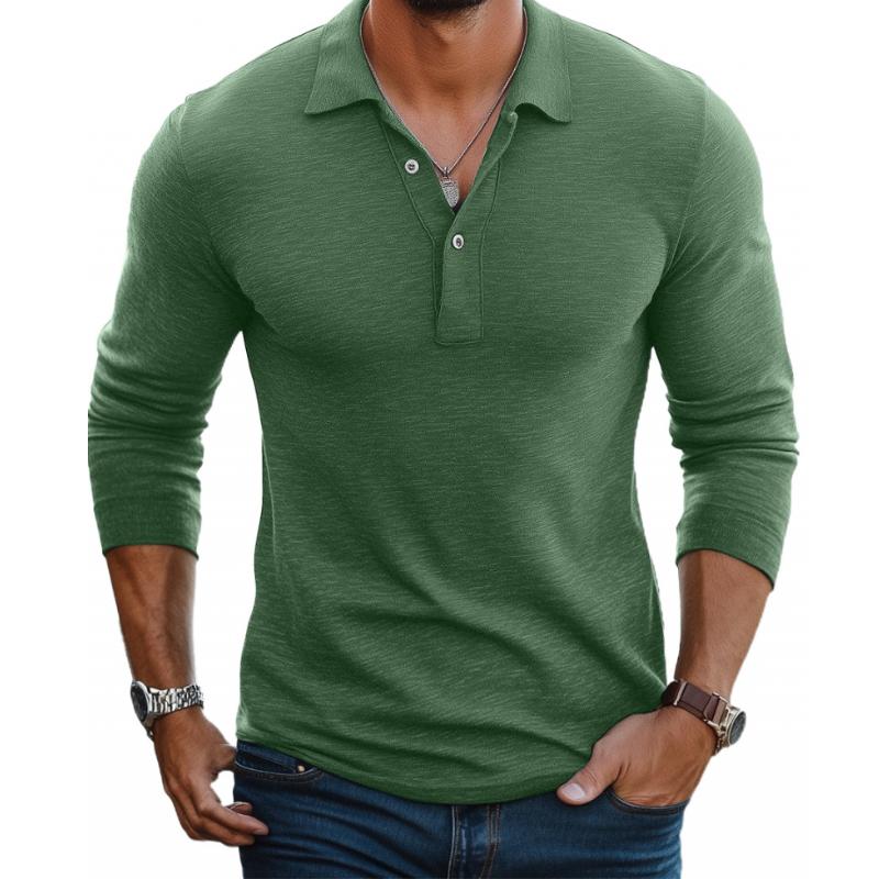 Men's Casual Cotton Blend Lapel Slim Fit Long Sleeve Polo Shirt 88616993M