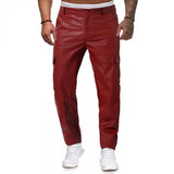 Men's Casual Solid Color Straight PU Leather Pants 18895970Y