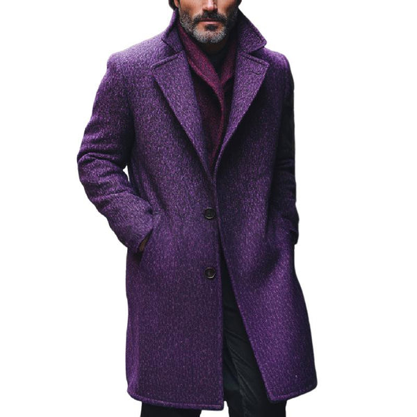 Men's Classic Lapel Mid-length Purple Wool Coat 82800828F