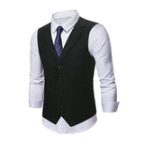 Men's Casual Notch Lapel Single-breasted Slim-fit Suit Vest (Shirt and Tie Excluded) 91085518M