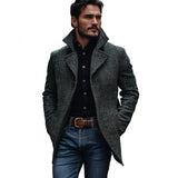 Men's Vintage Classic Herringbone Notch Lapel Single Breasted Slim Fit Coat 78486162M