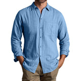 Men's Casual Solid Color Chest Pocket Long Sleeve Shirt 71887713Y