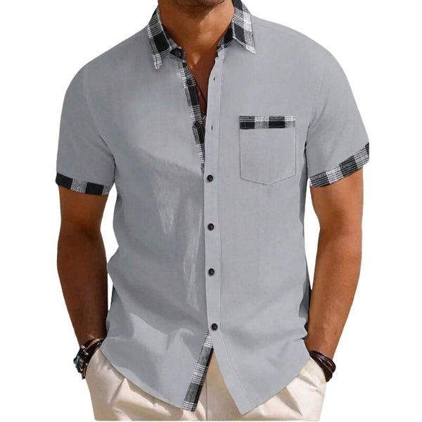 Men's Casual Plaid Short Sleeve Shirt 43135521Y