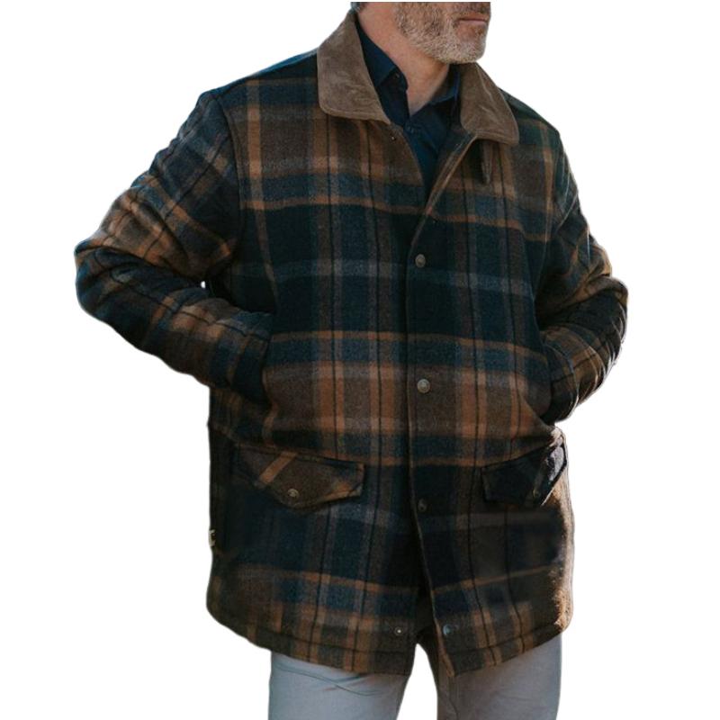 Men's Loose Lapel Plaid Jacket 88494855F