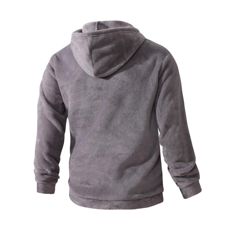 Men's Casual Solid Color Coral Fleece Loose Pullover Hoodie 67125056M