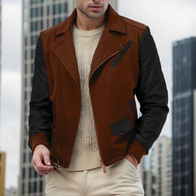 Men's Vintage Leather and Wool Jacket 81454187Y