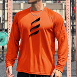 Men's Printed Round Neck Long Sleeve Fitness Sports T-shirt 33030129Z