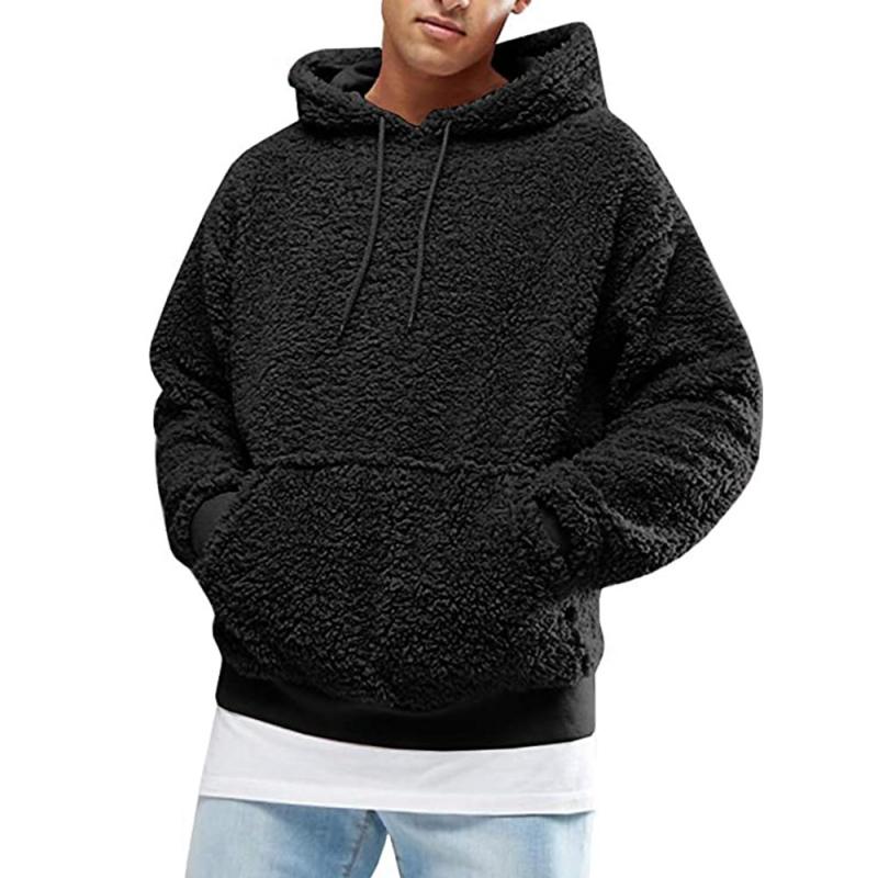 Men's Casual Solid Color Fleece Long-Sleeved Hoodie 83899499M