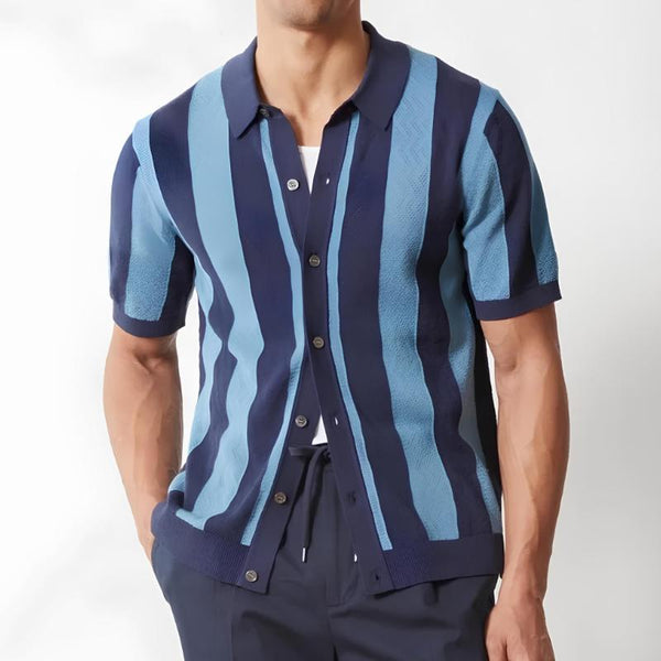 Men's Striped Knit Short Sleeve Polo Shirt 67849615Y