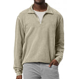 Men's Casual Solid Color Half Zip Lapel Loose Sweatshirt 01604758M