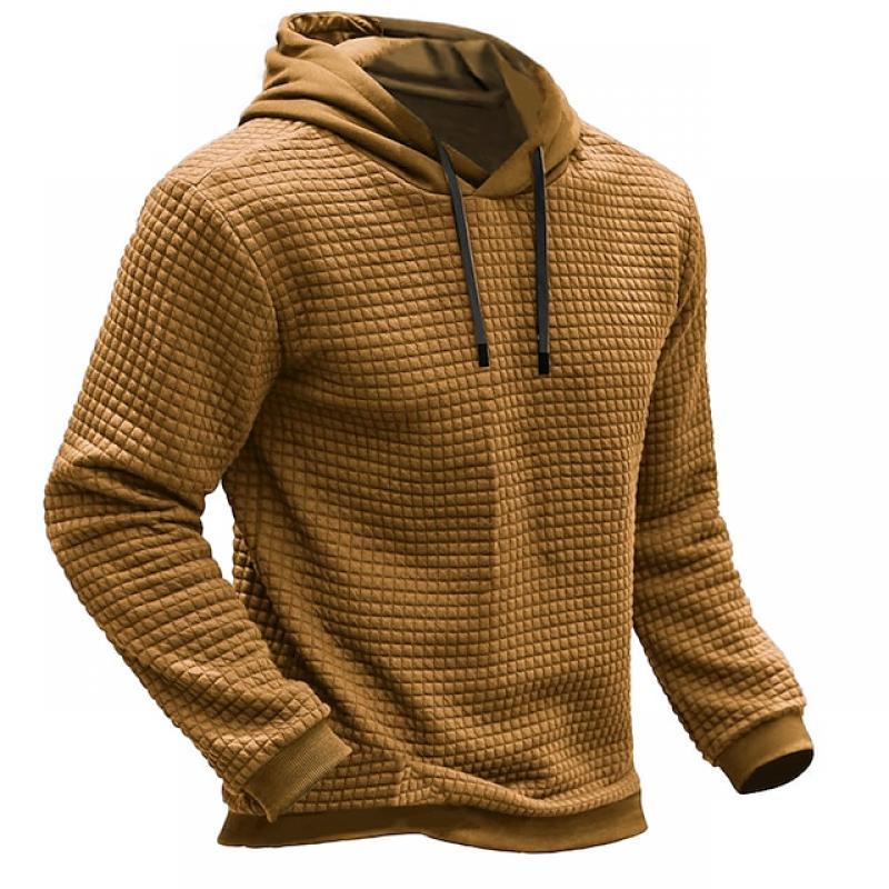 Sudadera con capucha suelta de manga larga con cuadros sólidos para hombre 70531224Z