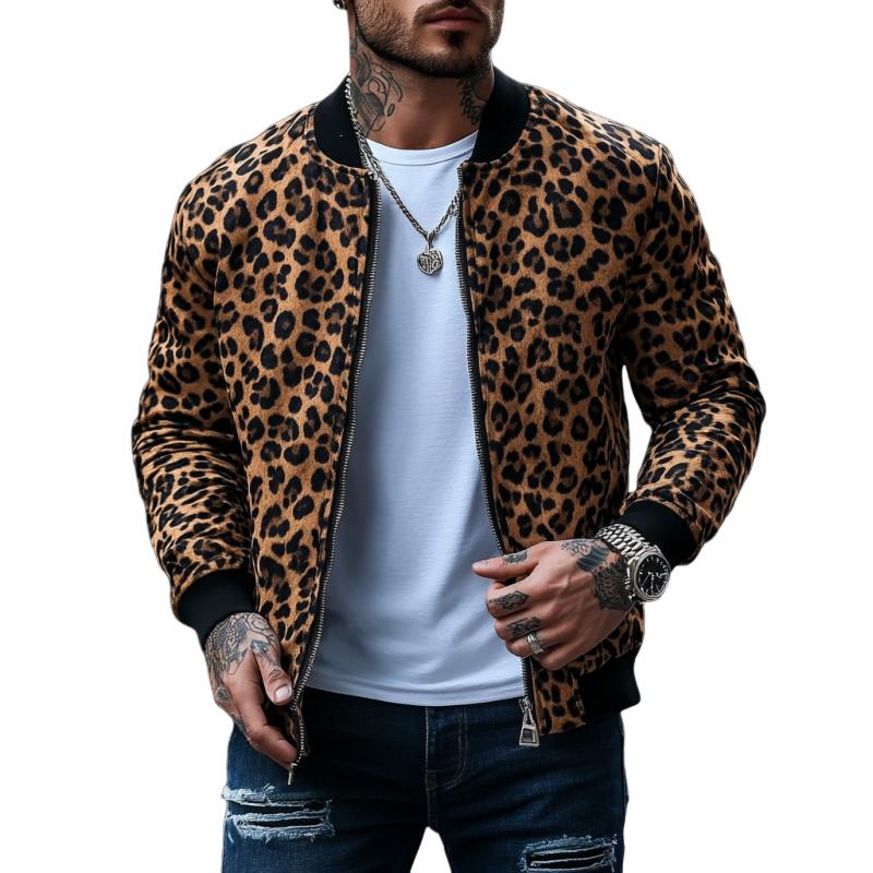 Men's Basics Leopard Print Bomber Jacket 93635399Y