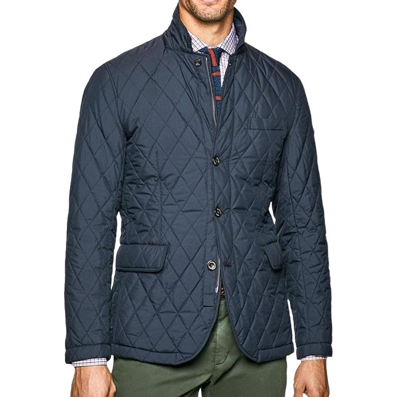 Men's Vintage Casual Quilted Patchwork Pocket Zipper Coat 61690016TO