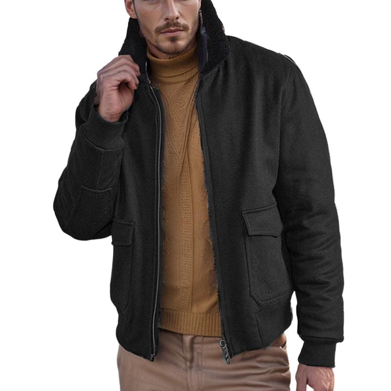 Men's Solid Color Lapel Zipper Jacket 62128935U