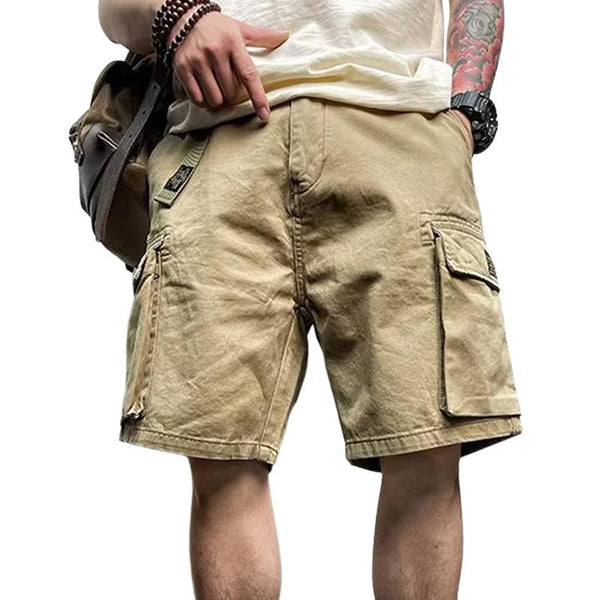 Men's Solid Color Loose Straight Multi-pocket Casual Shorts 00557107Z