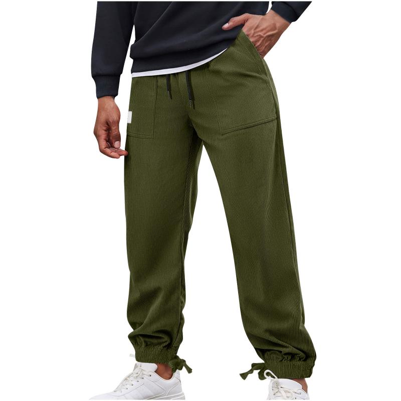 Men's Casual Loose Solid Corduroy Trousers 09648505Y