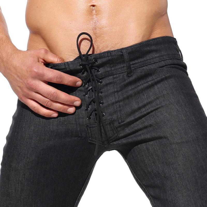 Men's Solid Lace-up Low Waist Slim Pants 23855812Z