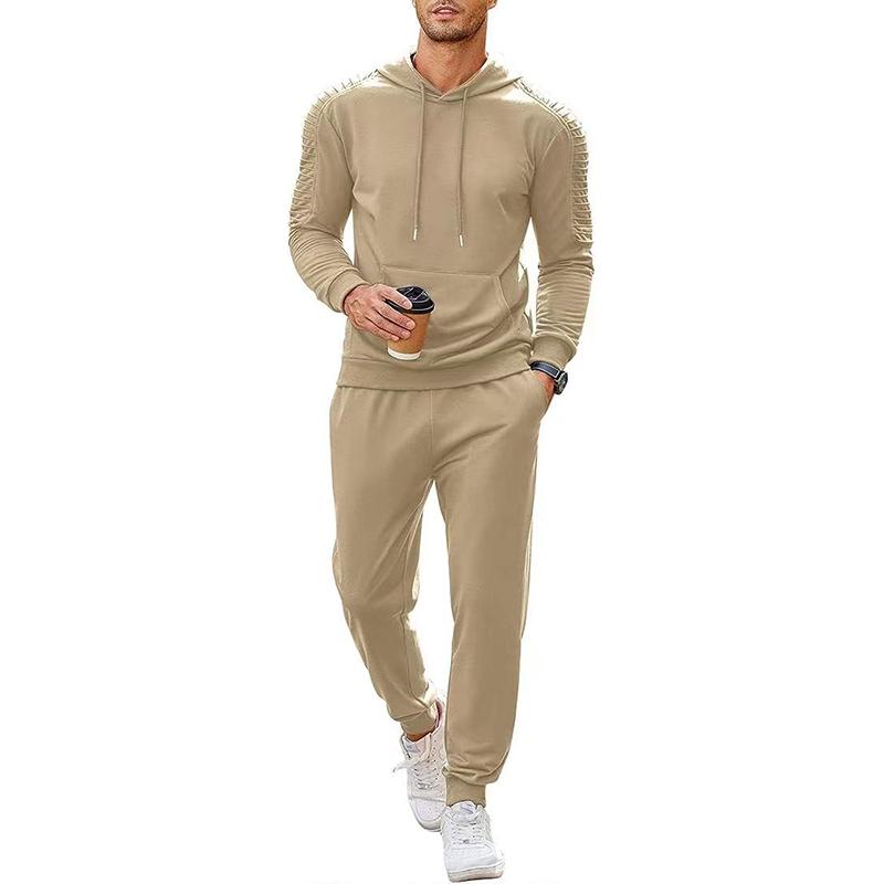 Men's Solid Long Sleeve Hoodie Trousers Sports Casual Set 11426373Z