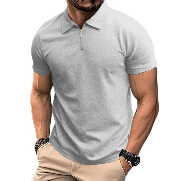 Men's Solid Color Zipper Pocket Sports POLO Shirt 75475824X