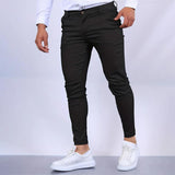 Men's Solid Color Slim Mid Waist Casual Pants 78453070Z