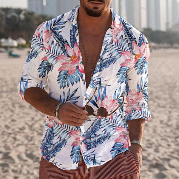 Men's Retro Casual Printed Long Sleeve Shirt 56885119TO