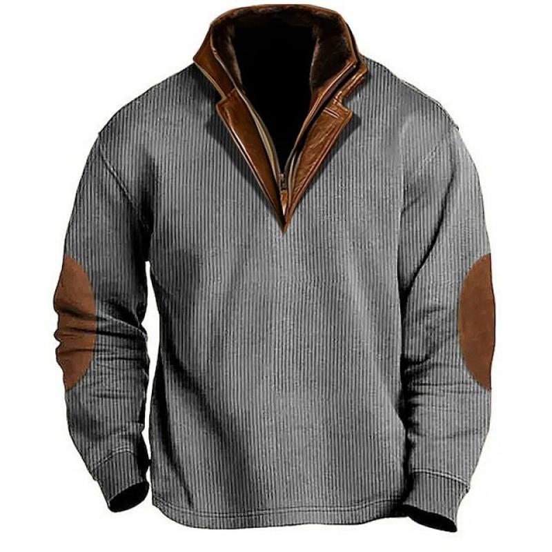 Sweat-shirt à col et revers avec coutures colorblock pour homme 40821330Y