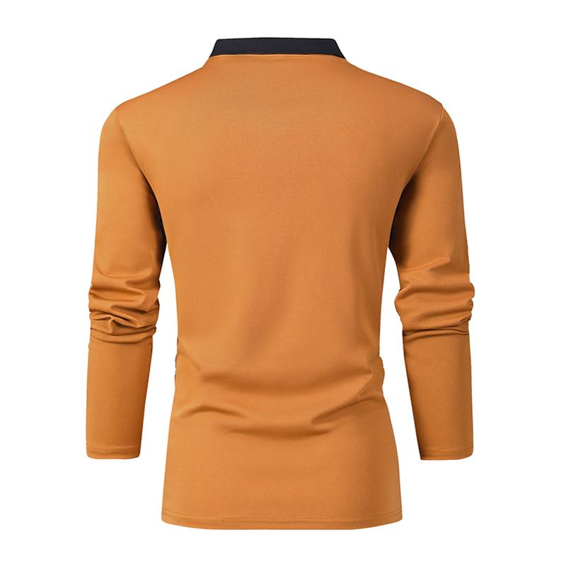 Men's Colorblock Lapel Long Sleeve Casual Polo Shirt 79922549Z